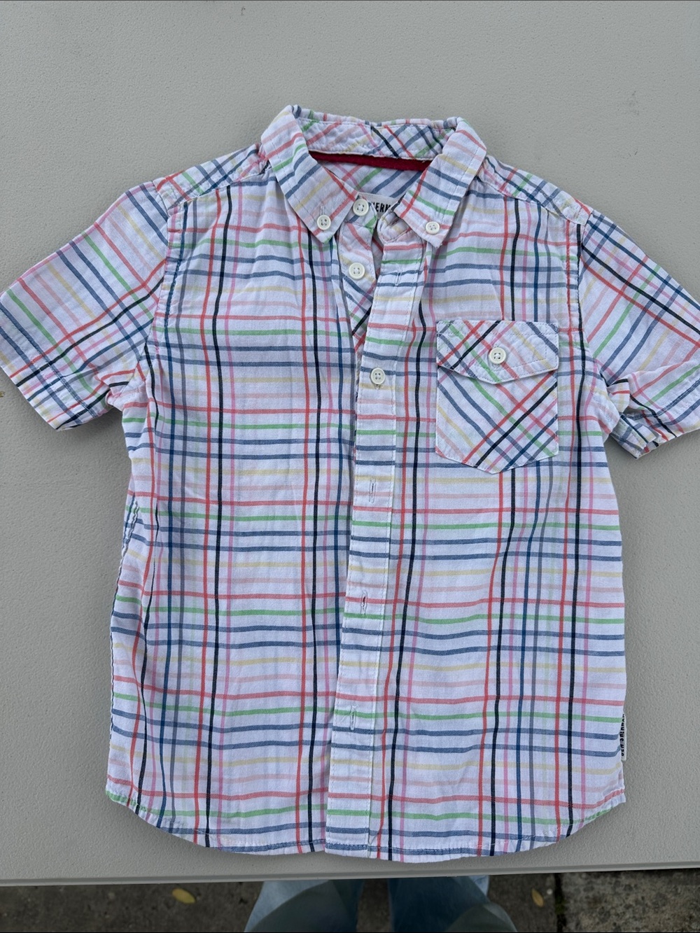 Ben Sherman White Plaid Short-Sleeve Button-Down Shirt - Blue Red Green